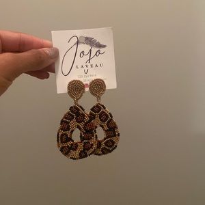 Never worn beaded leopard 🐆 print earrings